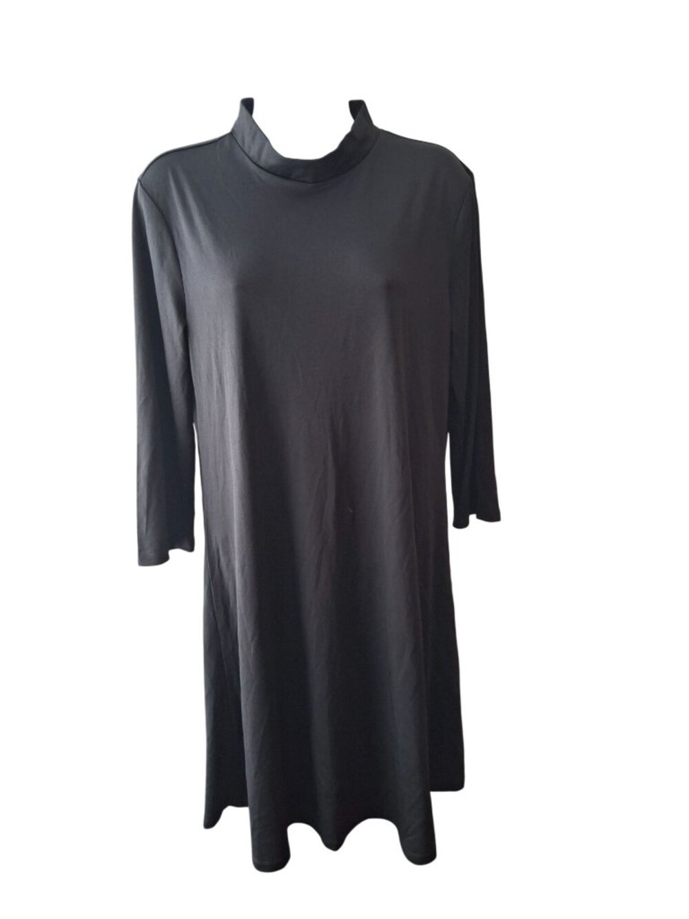 Robbie Bee Black Shift Dress Womens Medium Mock Neck 3/4 Sleeve NWT